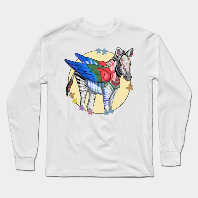 Zebra Pegasus Long Sleeve T-Shirt by Xetalo